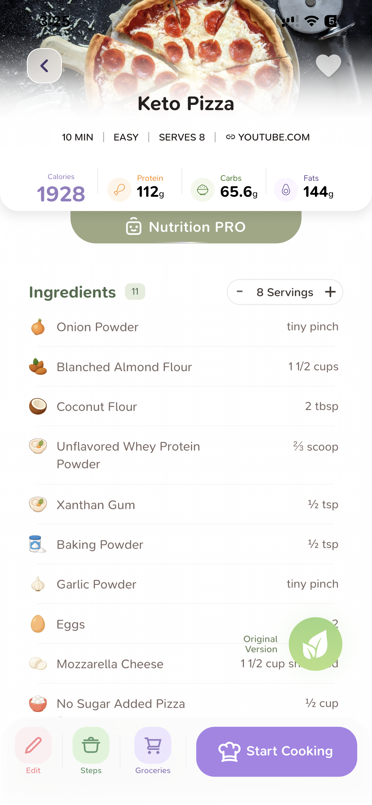 TinyRecipia cook mode screen